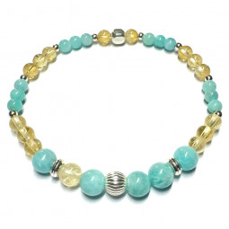 Bracelet Boules Création en Amazonite & Citrine