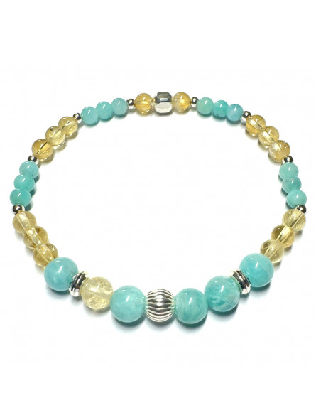 Bracelet Boules Création en Amazonite & Citrine