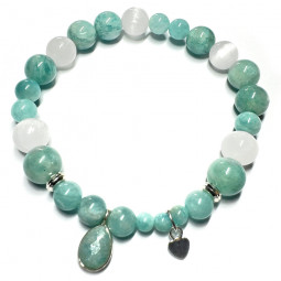 Bracelet Boules Création en Amazonite & Sélénite