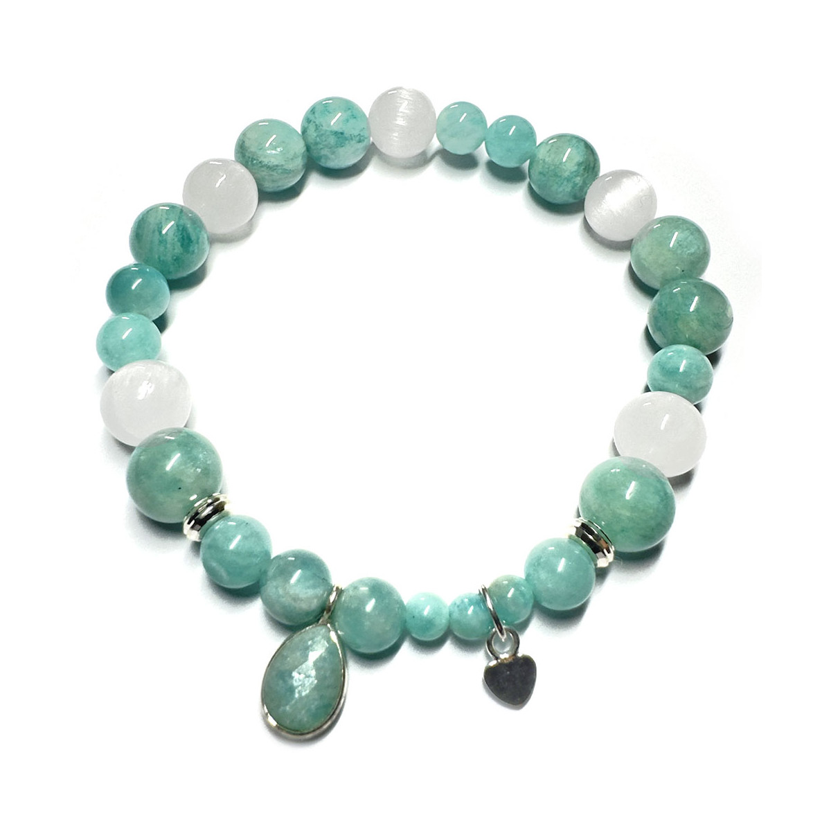 Bracelet Boules Création en Amazonite & Sélénite