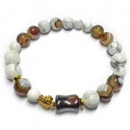 Bracelet Boules en Agate Botswana & Howlite