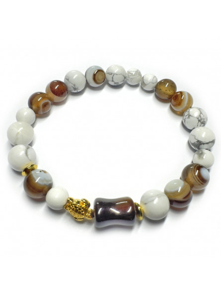 Bracelet Boules en Agate Botswana & Howlite