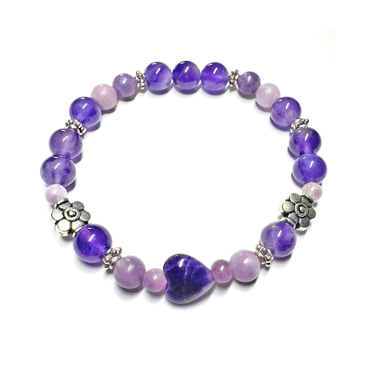 Bracelet Boules en Lépidolite Violette & Améthyste