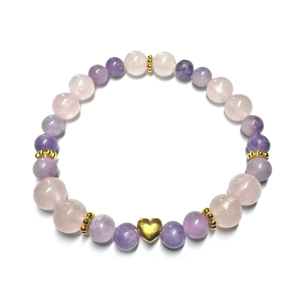 Bracelet Boules en Lépidolite & Quartz Rose