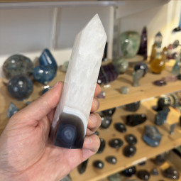 Pointe en Agate Drusy - 15 cm