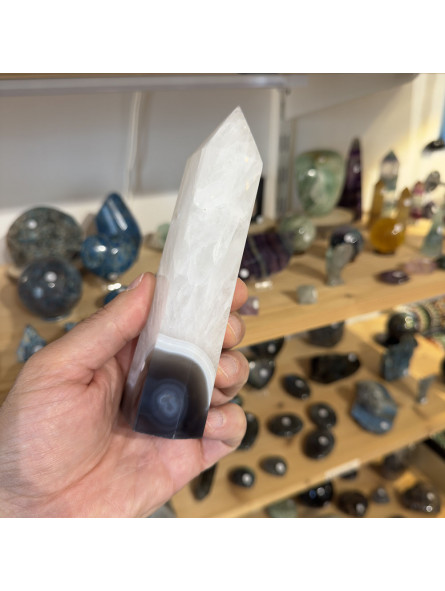 Pointe en Agate Drusy - 15 cm