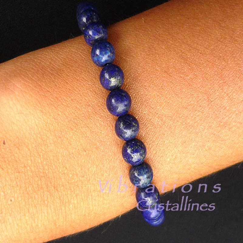 Bracelet Boules en Lapis-Lazuli Vibrations Cristallines