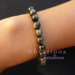 Bracelet Boules en Obsidienne Dorée