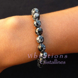 Bracelet en Obsidienne Neige - Boules  de 8 mm