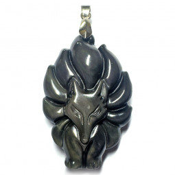 Pendentif en Obsidienne Oeil Céleste - Renard 9 Queues
