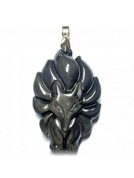 Pendentif en Obsidienne Oeil Céleste - Renard 9 Queues