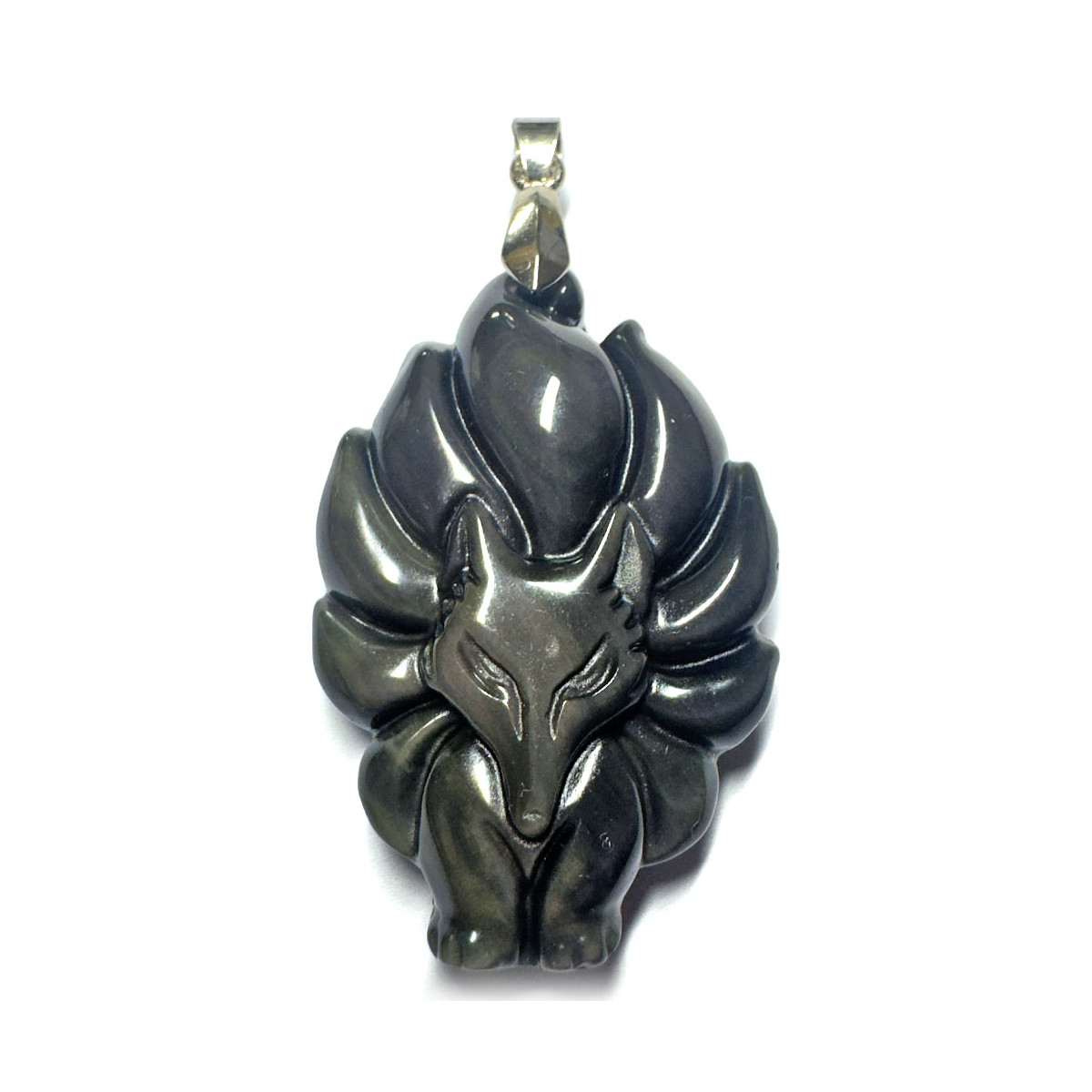 Pendentif en Obsidienne Oeil Céleste - Renard 9 Queues