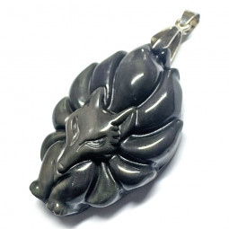 Pendentif en Obsidienne Oeil Céleste - Renard 9 Queues