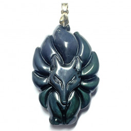 Pendentif en Obsidienne Oeil Céleste - Renard 9 Queues