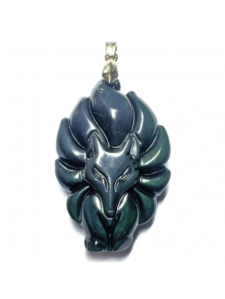 Pendentif en Obsidienne Oeil Céleste - Renard 9 Queues