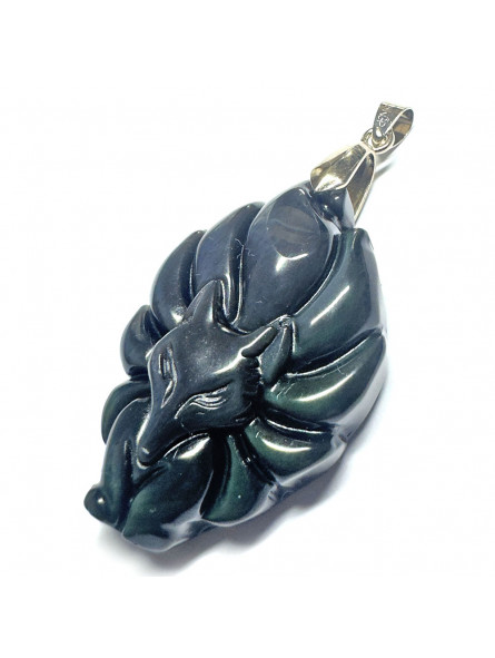 Pendentif en Obsidienne Oeil Céleste - Renard 9 Queues