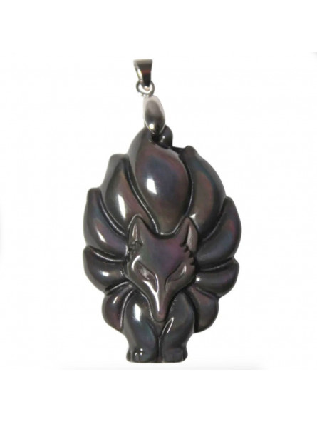 Pendentif en Obsidienne Oeil Céleste - Renard 9 Queues