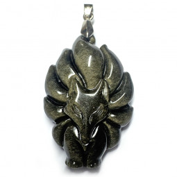 Pendentif en Obsidienne Dorée - Renard 9 Queues