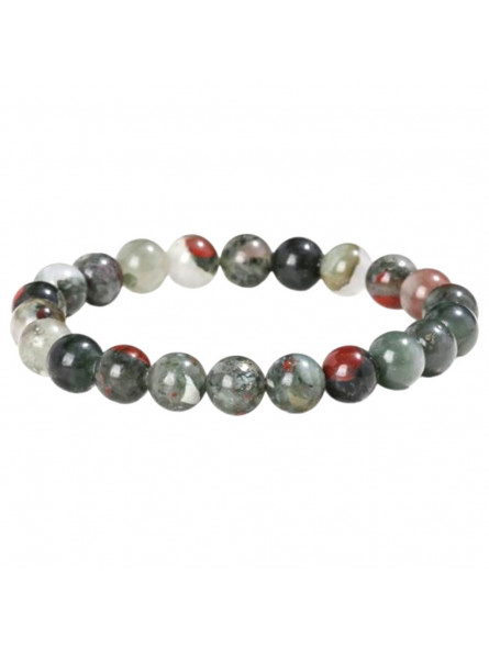 Bracelet Boules en Jaspe Héliotrope