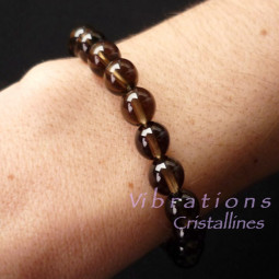 Bracelet Boules en Quartz Fumé