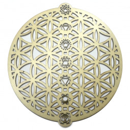 Fleur de Vie en Bois 7 Chakras - 10 cm