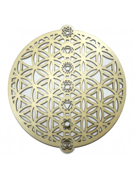 Fleur de Vie en Bois 7 Chakras - 10 cm