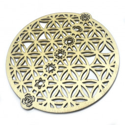 Fleur de Vie en Bois 7 Chakras - 10 cm