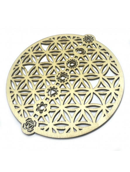 Fleur de Vie en Bois 7 Chakras - 10 cm