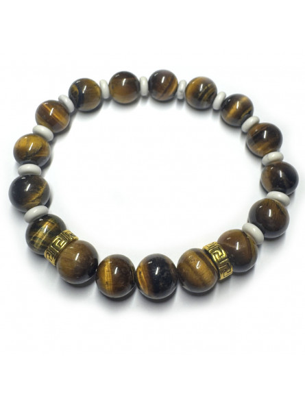 Bracelet Création en Œil de Tigre & Howlite