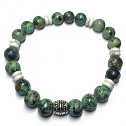 Bracelet Homme boules en Turquoise d'Afrique & Howlite