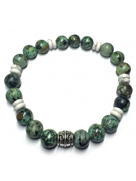 Bracelet Homme boules en Turquoise d'Afrique & Howlite