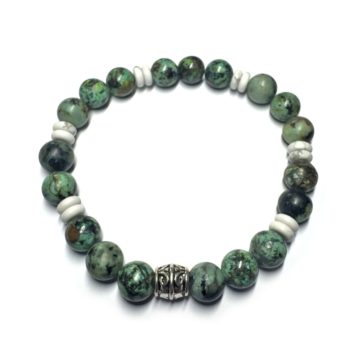 Bracelet Homme boules en Turquoise d'Afrique & Howlite