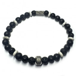 Bracelet boules Mixte en Basalte & Howlite
