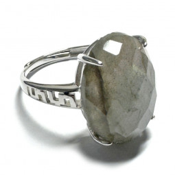 Bague Labradorite Facettée Ovale en Argent 925