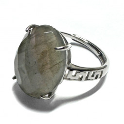 Bague Labradorite Facettée Ovale en Argent 925