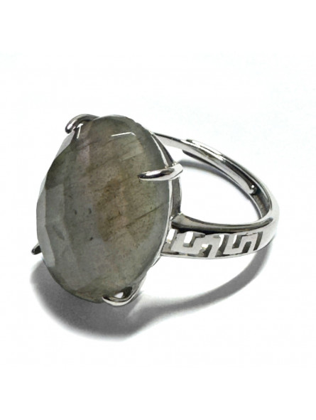 Bague Labradorite Facettée Ovale en Argent 925