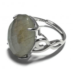 Bague Labradorite Facettée Ovale en Argent 925