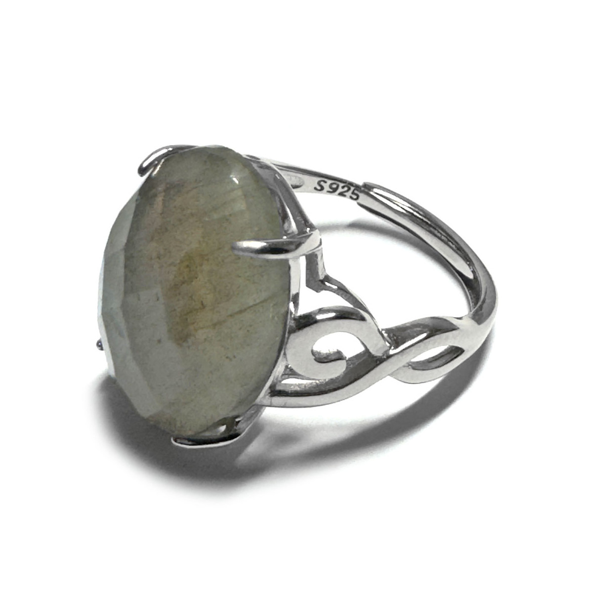 Bague Labradorite Facettée Ovale en Argent 925