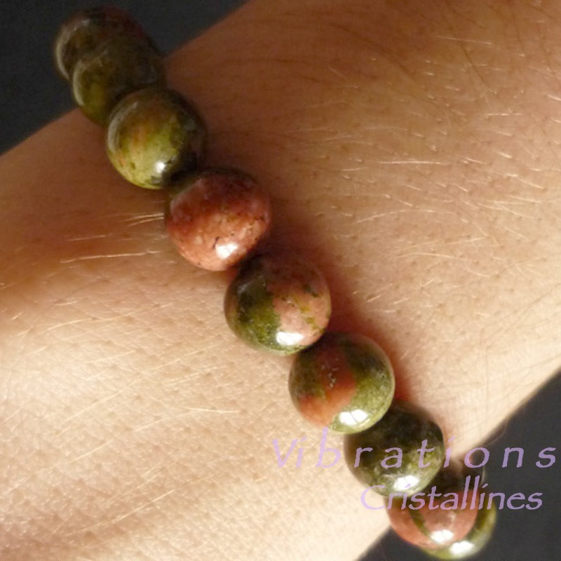 Bracelet en Unakite - Boules de 8 mm