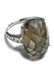 Bague Quartz Fumé Facettée Ovale en Argent 925