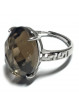 Bague Quartz Fumé Facettée Ovale en Argent 925