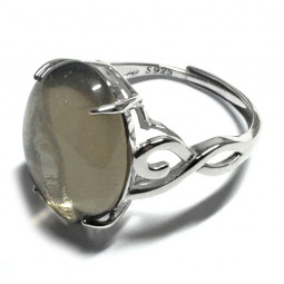 Bague Quartz Fumé Ovale en Argent 925
