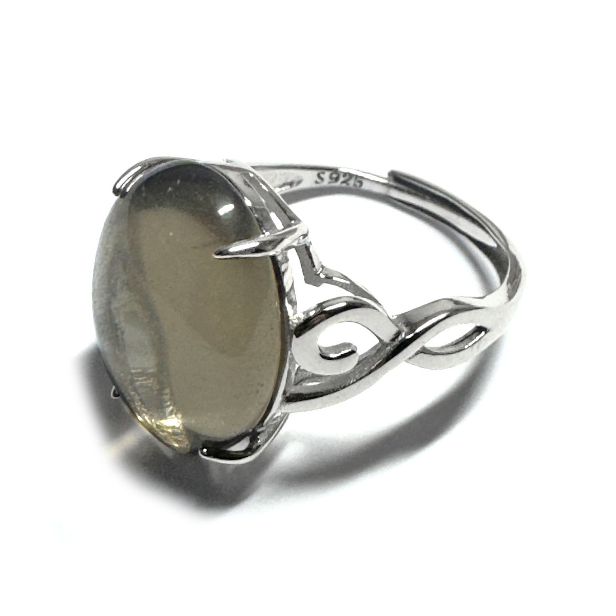 Bague Quartz Fumé Ovale en Argent 925