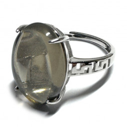 Bague Quartz Fumé Ovale en Argent 925
