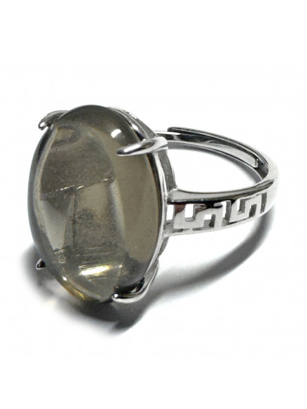 Bague Quartz Fumé Ovale en Argent 925