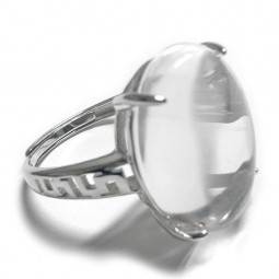Bague Cristal de Roche Ovale en Argent 925