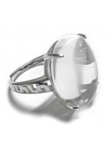 Bague Cristal de Roche Ovale en Argent 925