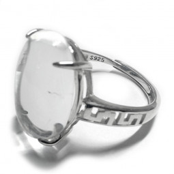 Bague Cristal de Roche Ovale en Argent 925