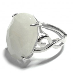 Bague Pierre de Lune Facettée Ovale en Argent 925