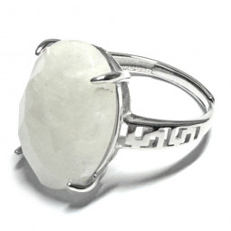 Bague Pierre de Lune Facettée Ovale en Argent 925